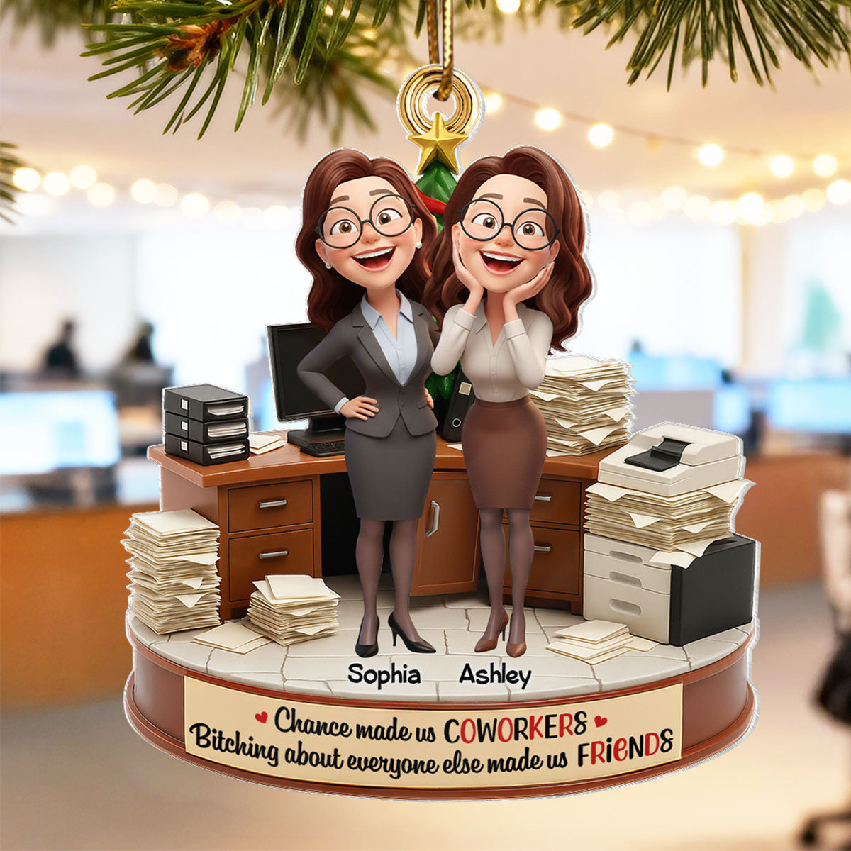 Chance Made Us Coworkers - Personalized Acrylic Ornament - Funny Christmas Gift for Work Besties