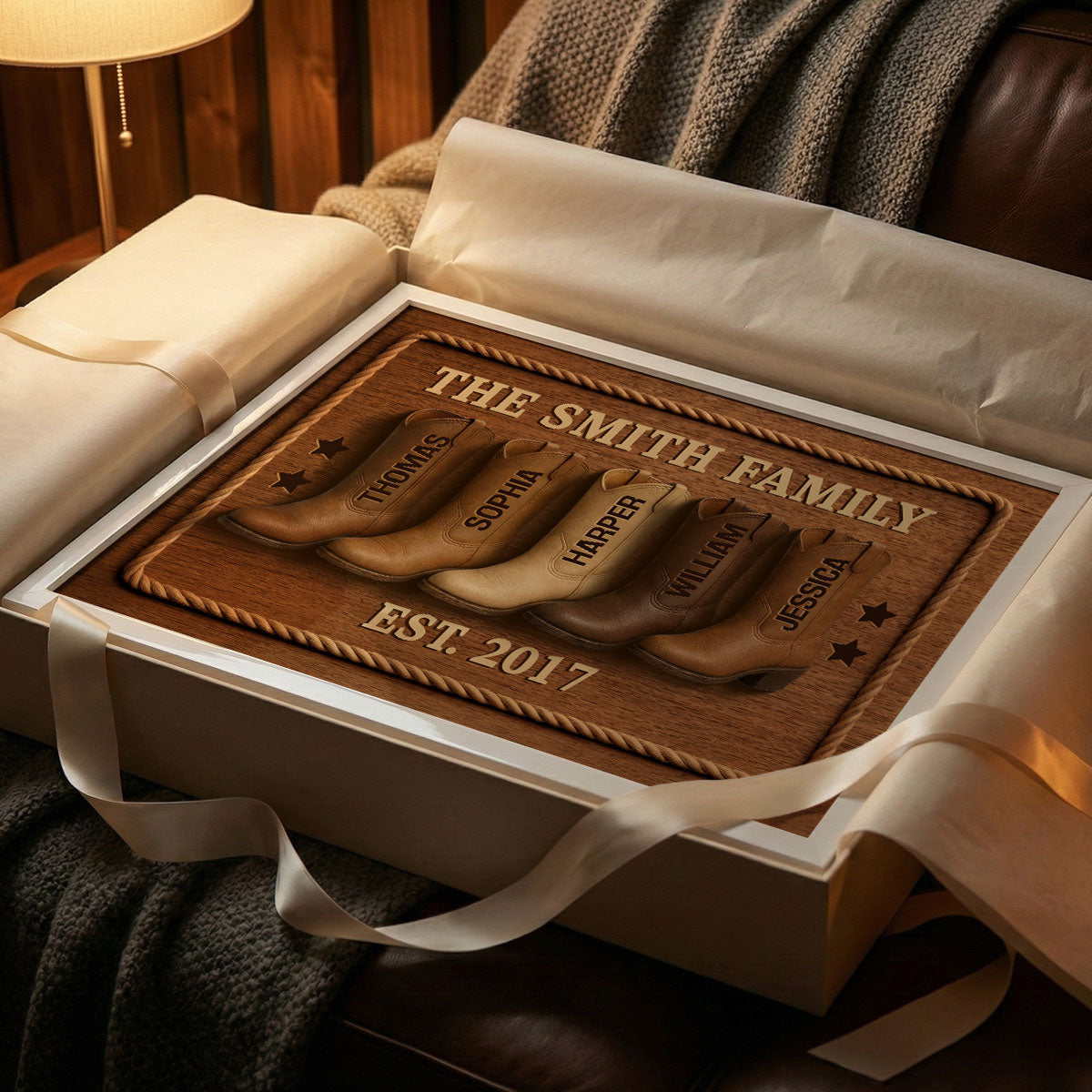 Family Cowboy Boots - Personalized Poster - Gift For Family