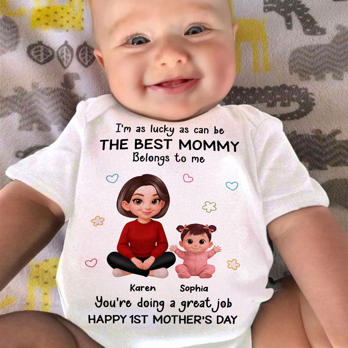 I Am Lucky As Can Be The Best Mommy - Personalized Baby Onesie - First Mother's Day Baby Gift