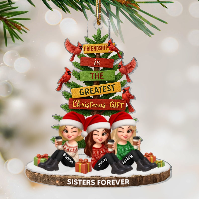Friendship Is The Greatest Christmas Gift - Personalized Acrylic Ornament - Christmas Gift for Besties