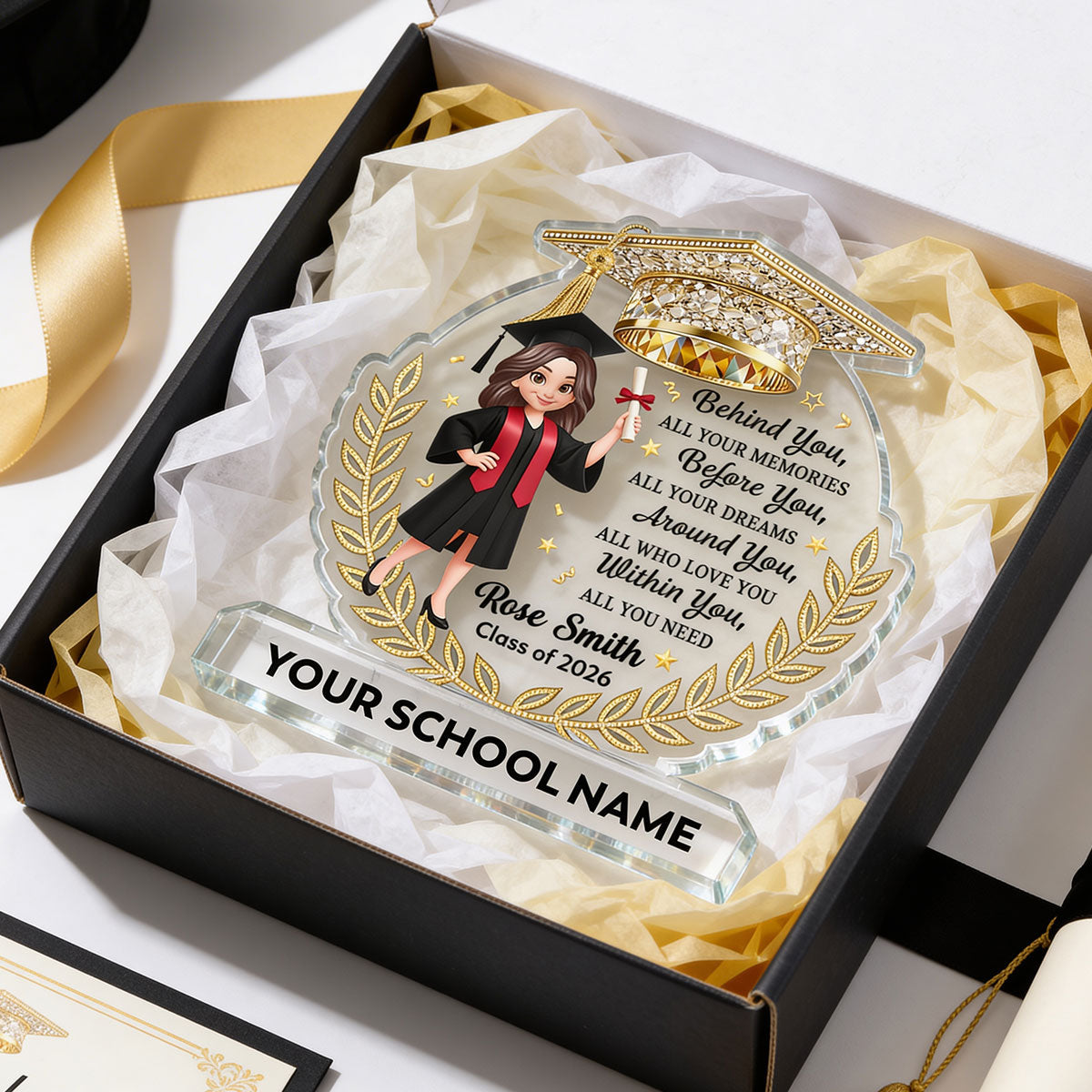 Before You All Your Dreams Graduation - Personalized Acrylic Block Plaque - Graduation Gift For Graduates, Daughter, Son