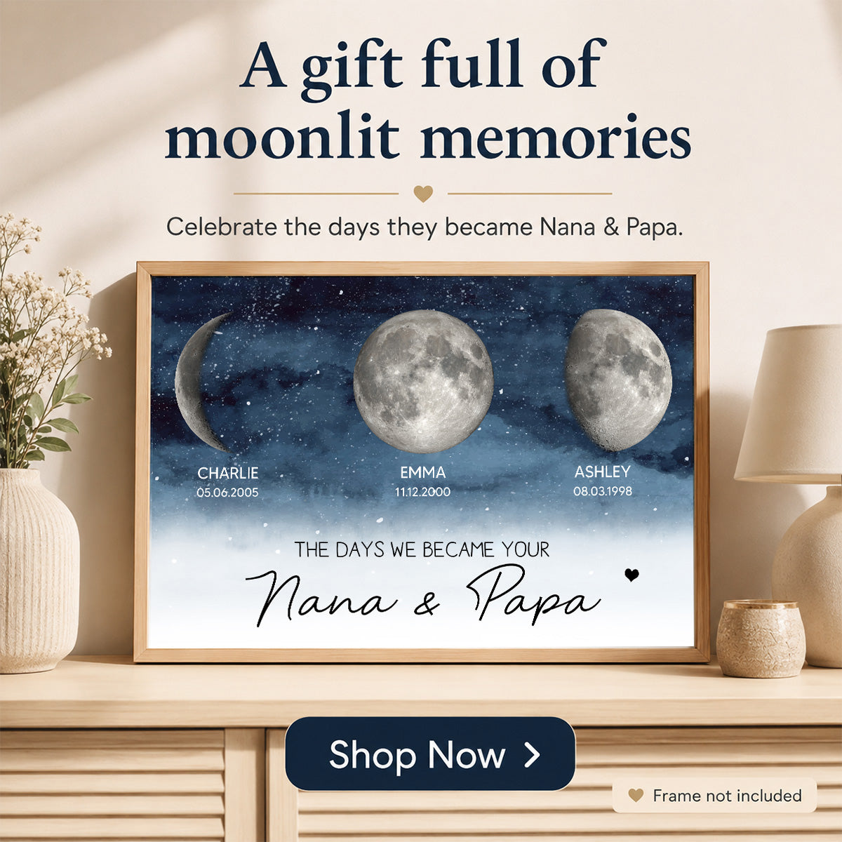 The Days You Became Our Grandparents Custom Moon Phase - Personalized Poster - Home Decor Gift For Grandparents
