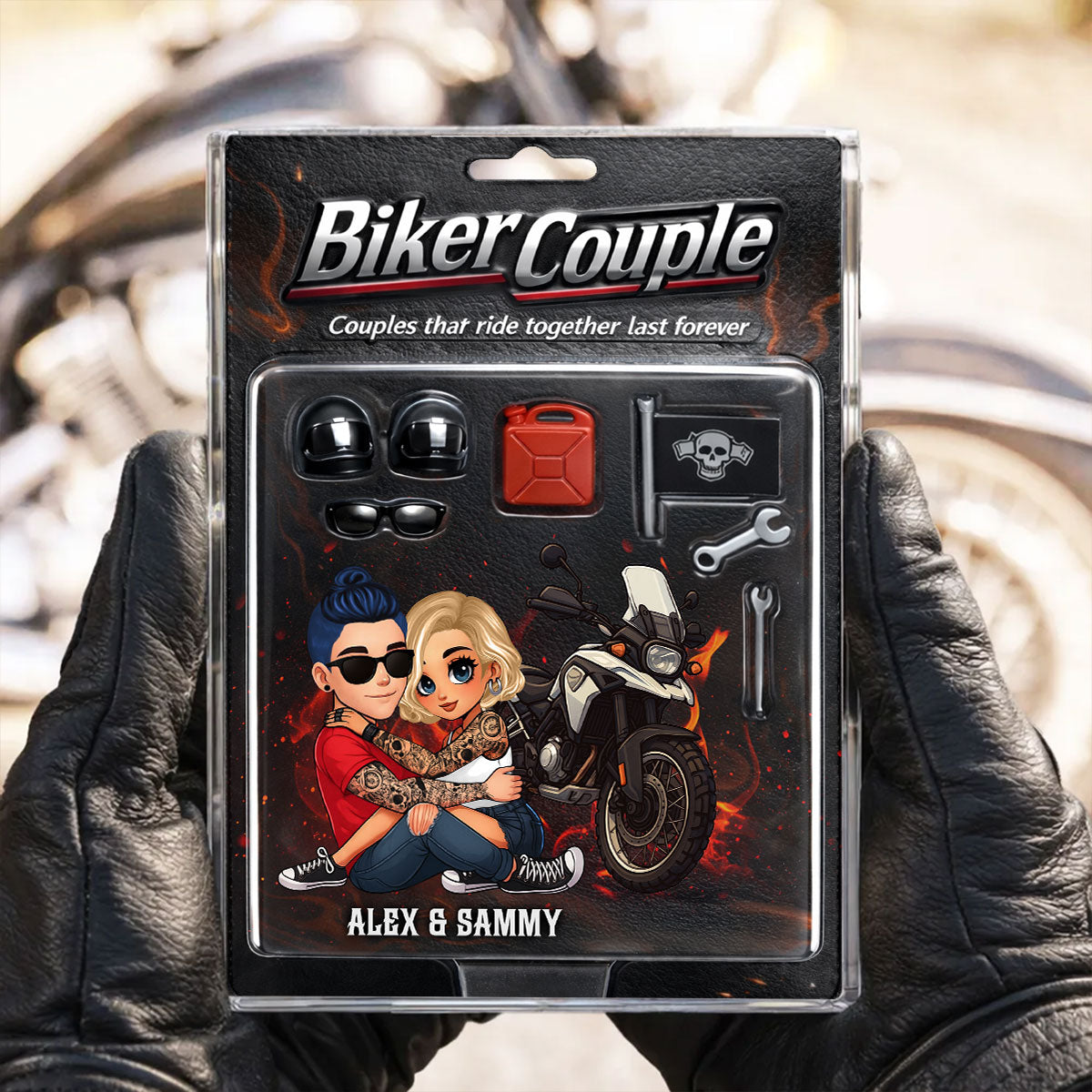Couples That Ride Together Last Forever, Custom Action Figure Biker Couple - Personalized Acrylic Block Plaque