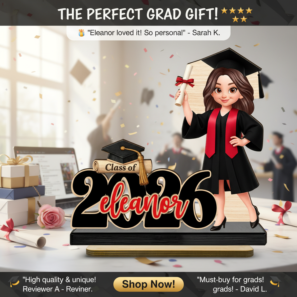 Class Of 2026 2027 Senior With Name 2D Flat - Personalized 2-Layered Wooden Plaque - Graduation Gift For Graduates, Daughter, Son