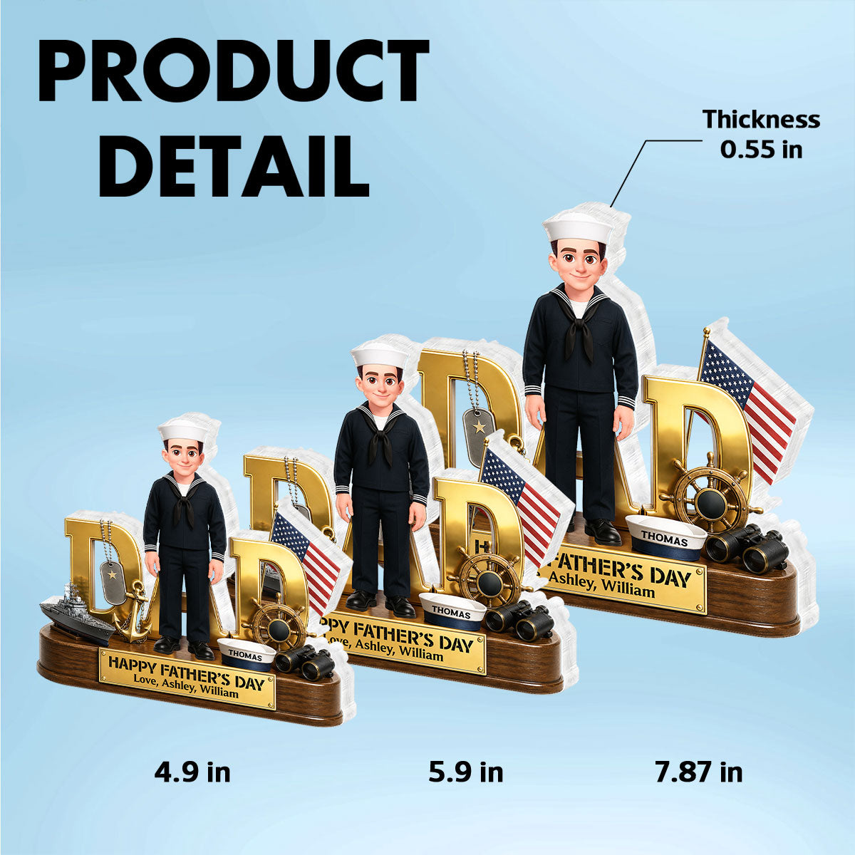 Proud American Navy Dad You Are Our Hero - Personalized Acrylic Block Plaque -  Gift For Dad