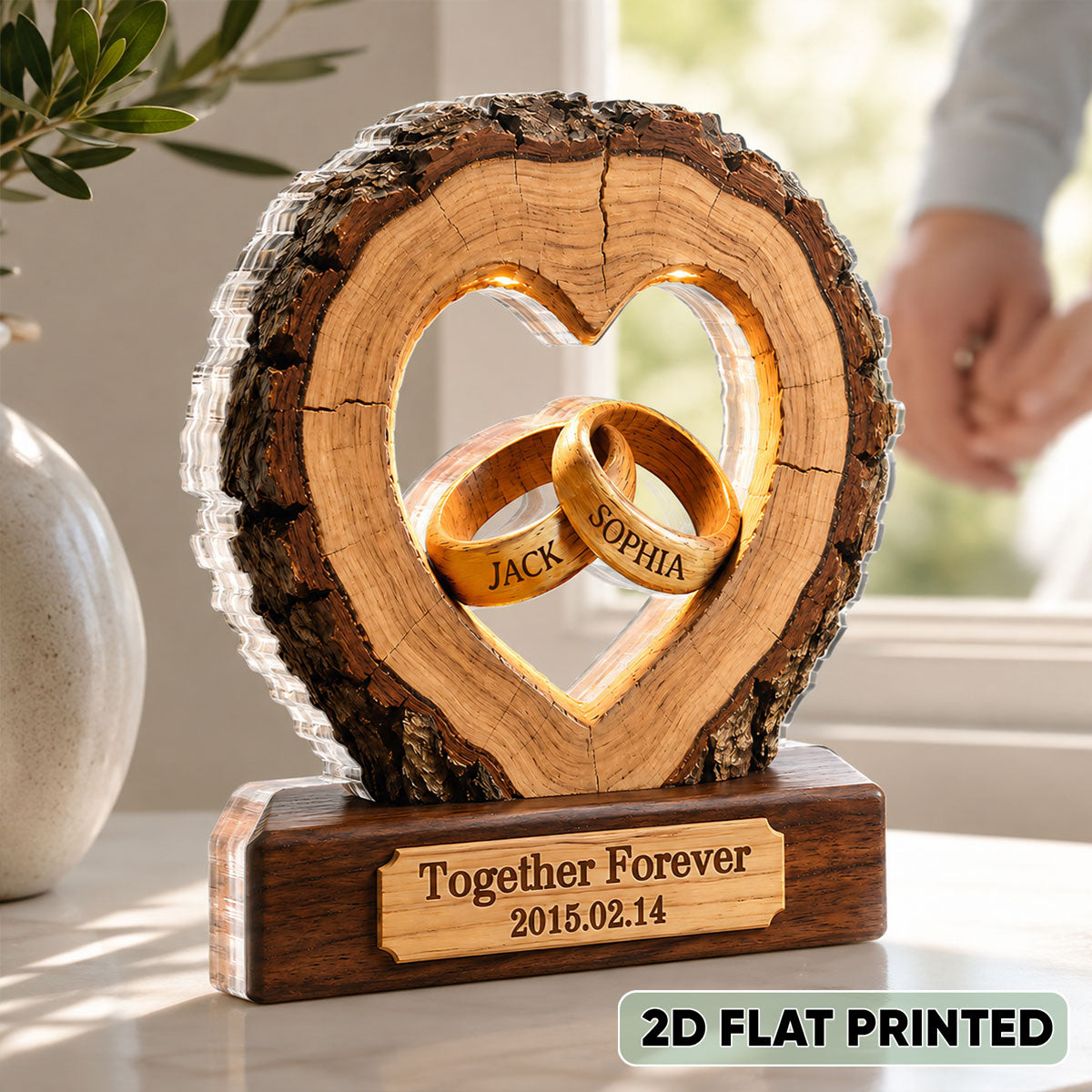 Together Forever Couple Anniversary 2D Flat Plaque - Personalized Acrylic Block Plaque - Heartfelt Gift for Her, for Him