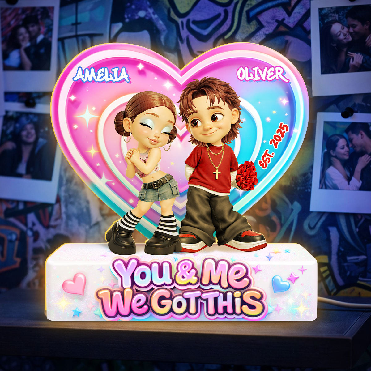 Eternal Love Y2K Couple Aura Heart Aesthetic - Personalized Light Box - Heartfelt Valentine's Day Gift For Him, Gift For Her