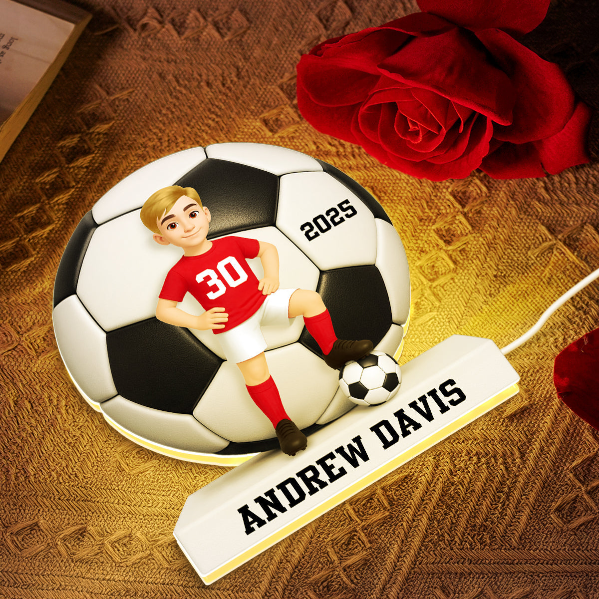 Soccer Boy Girl 3D Effect - Personalized Light Box - Christmas Gift for Teen Boy Girl Daughter Son