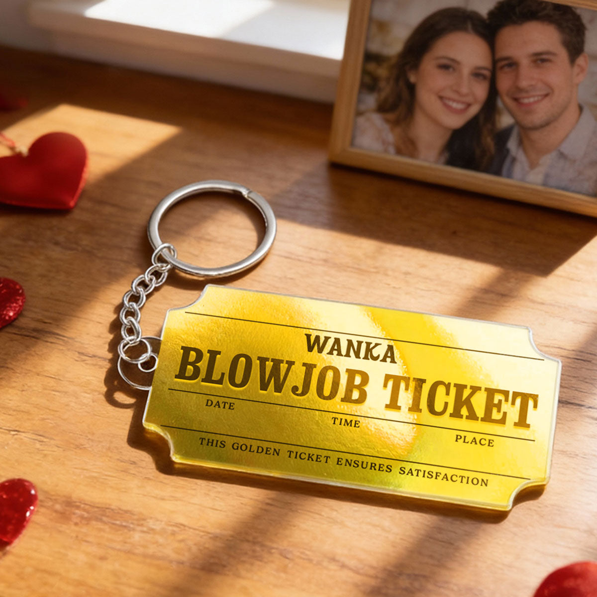 Golden Ticket Funny Valentine's Day Gift for him - Personalized Acrylic Keychain