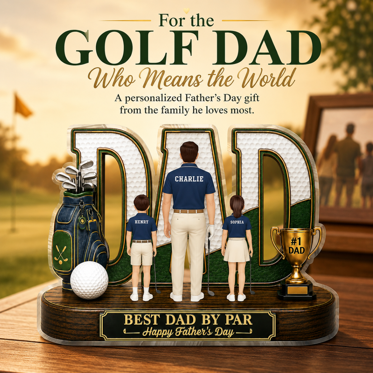 Golf Dad Legend Best Dad By Par - Personalized Acrylic Block Plaque - Unique Trending  Gift For Dad