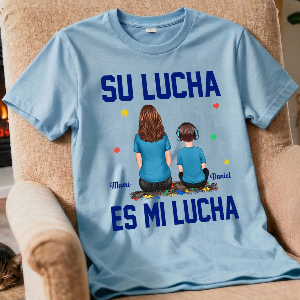 Su Lucha As Mi Lucha His Fight Is My Fight - Personalized Shirt - Spanish Version Autism Awareness Shirt