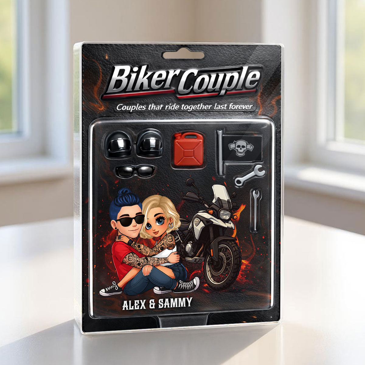 Couples That Ride Together Last Forever, Custom Action Figure Biker Couple - Personalized Acrylic Block Plaque