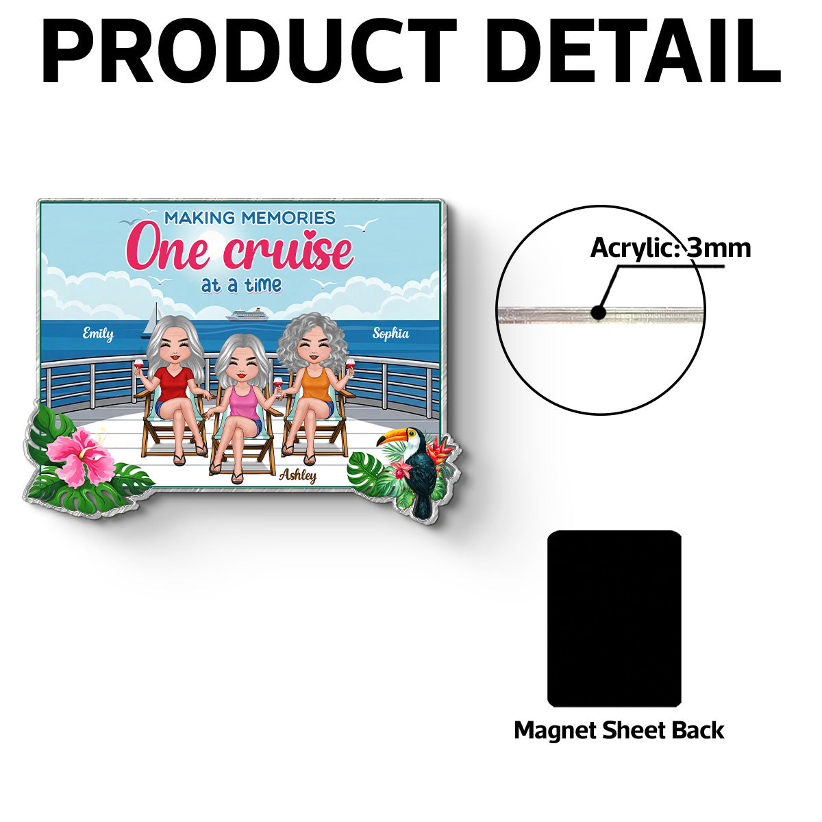 We're In Cruise Mode Besties Sitting Cruise Deck - Personalized Cruise Cabin Door Magnet