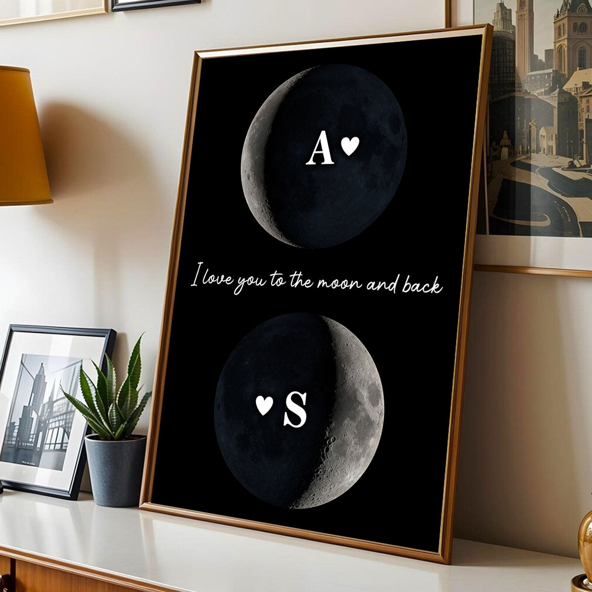 Custom Couple Birth Date Moon Phase - Personalized Poster - Valentine's Day Gift For Couple, For Her, For Him