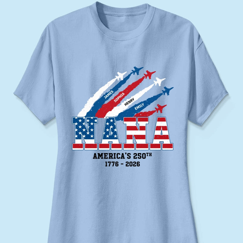 Proud Mom Grandma Nation Flag American 250th Anniversary Light Color - Personalized Shirt - Gift For Mom, Grandma
