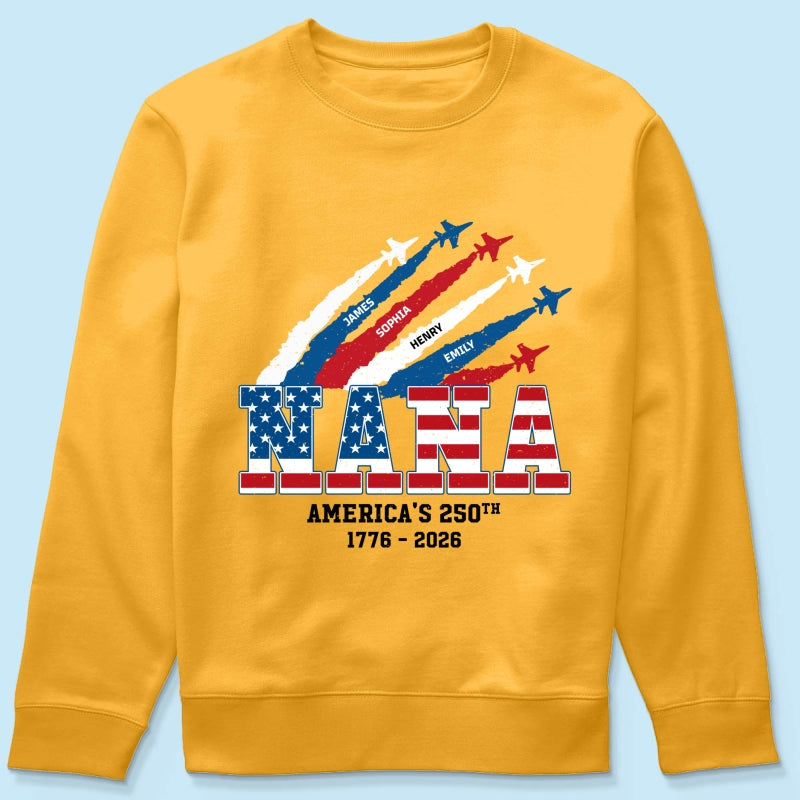 Proud Mom Grandma Nation Flag American 250th Anniversary Light Color - Personalized Shirt - Gift For Mom, Grandma