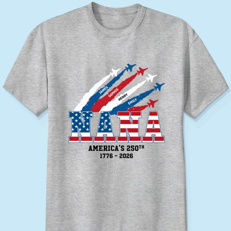 Proud Mom Grandma Nation Flag American 250th Anniversary Light Color - Personalized Shirt - Gift For Mom, Grandma