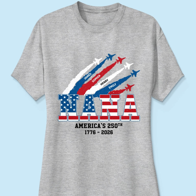 Proud Mom Grandma Nation Flag American 250th Anniversary Light Color - Personalized Shirt - Gift For Mom, Grandma