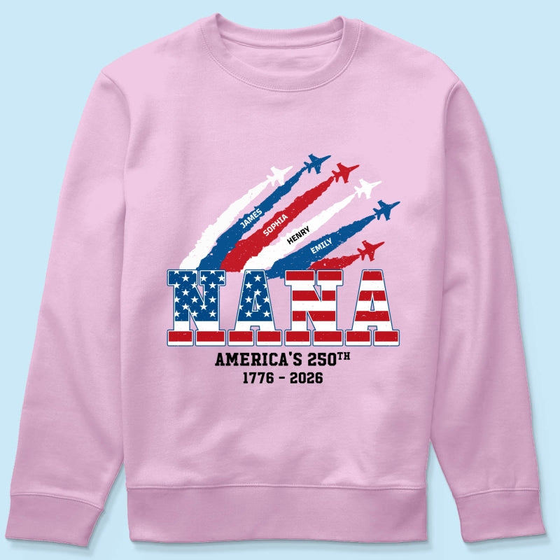 Proud Mom Grandma Nation Flag American 250th Anniversary Light Color - Personalized Shirt - Gift For Mom, Grandma
