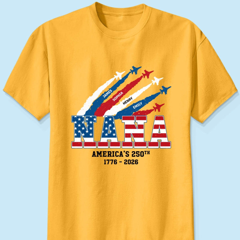 Proud Mom Grandma Nation Flag American 250th Anniversary Light Color - Personalized Shirt - Gift For Mom, Grandma