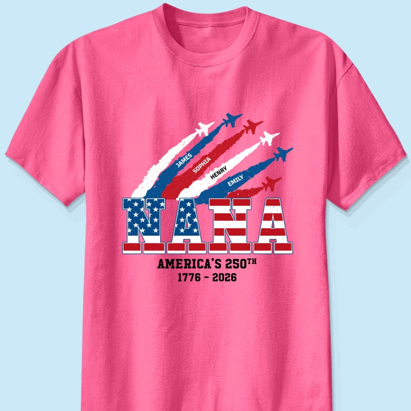 Proud Mom Grandma Nation Flag American 250th Anniversary Light Color - Personalized Shirt - Gift For Mom, Grandma