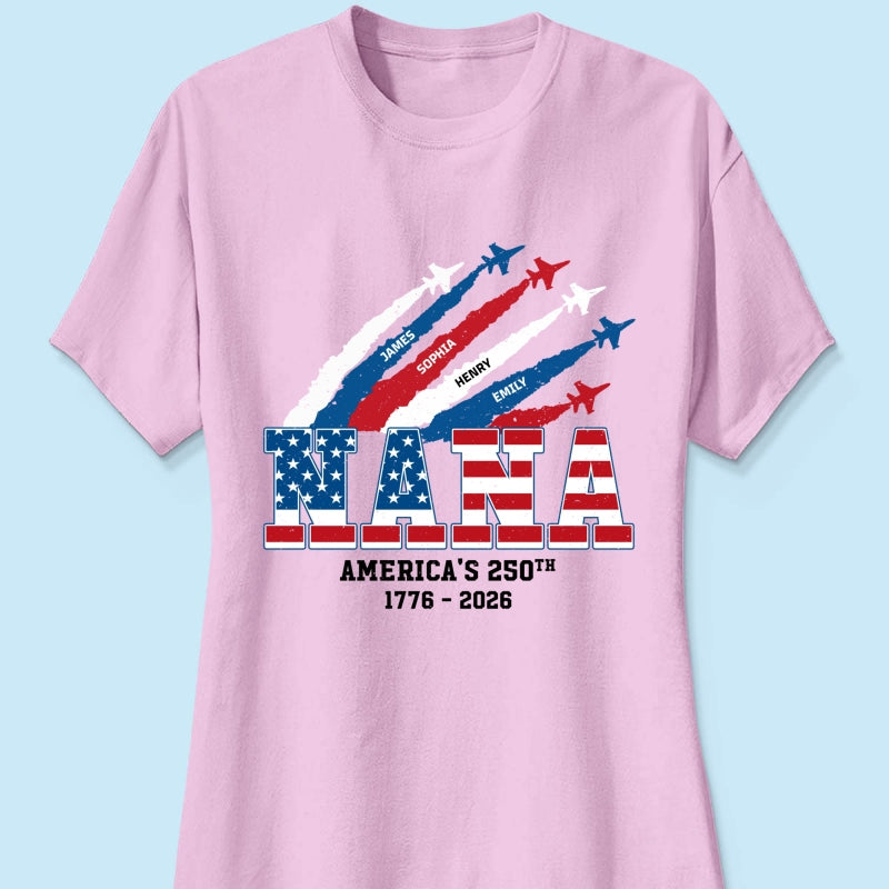 Proud Mom Grandma Nation Flag American 250th Anniversary Light Color - Personalized Shirt - Gift For Mom, Grandma