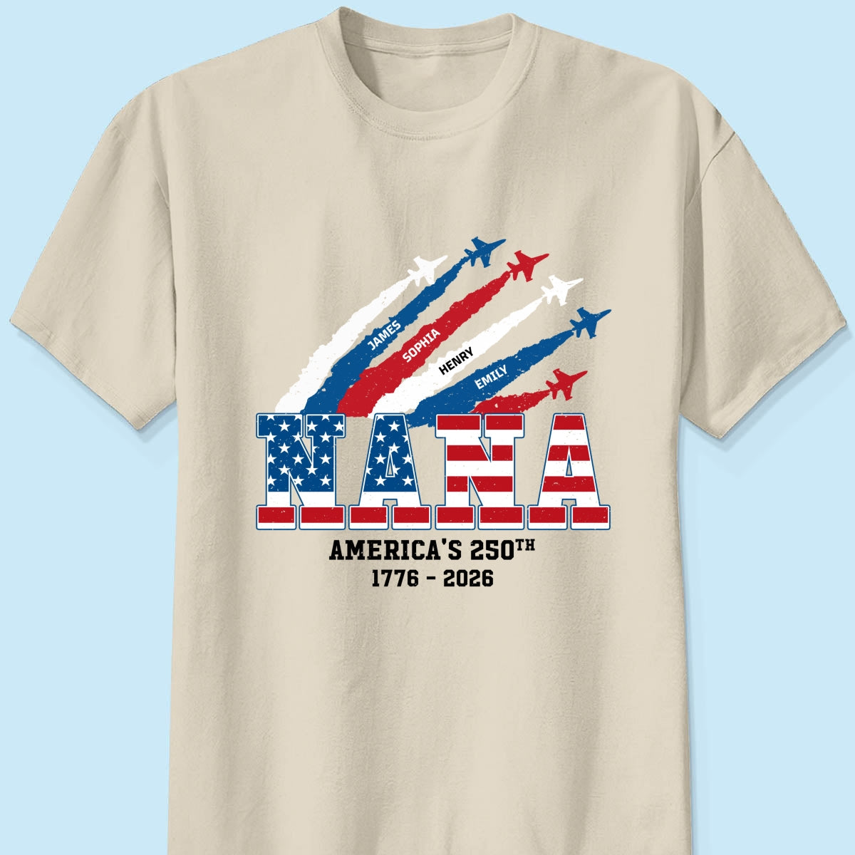 Proud Mom Grandma Nation Flag American 250th Anniversary Light Color - Personalized Shirt - Gift For Mom, Grandma