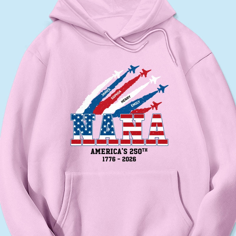Proud Mom Grandma Nation Flag American 250th Anniversary Light Color - Personalized Shirt - Gift For Mom, Grandma