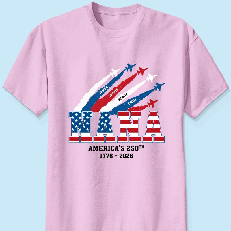 Proud Mom Grandma Nation Flag American 250th Anniversary Light Color - Personalized Shirt - Gift For Mom, Grandma