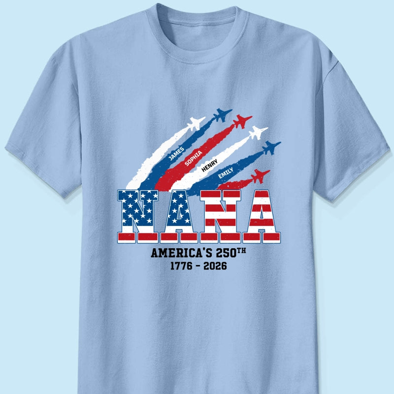 Proud Mom Grandma Nation Flag American 250th Anniversary Light Color - Personalized Shirt - Gift For Mom, Grandma