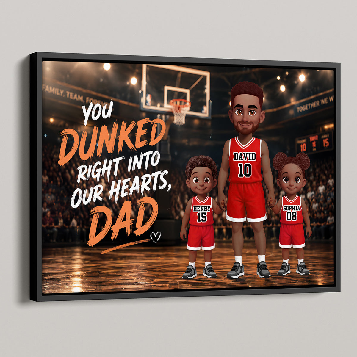 Basketball Dad & Kids Together - Personalized Poster - Father's Day Gift For Dad, Husband