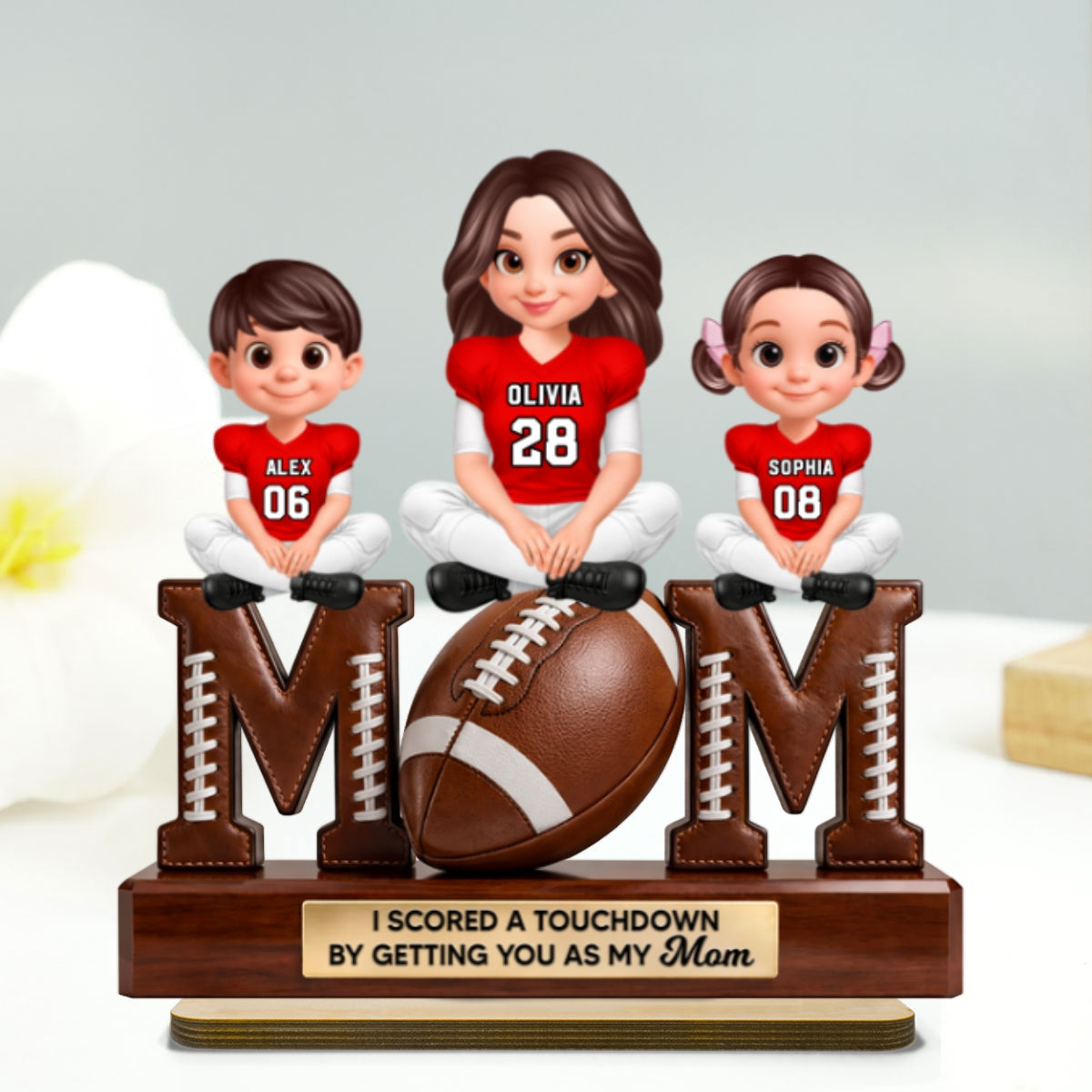 American Football We Scored A Touchdown Getting You As Mom - Personalized 2-Layered Wooden Plaque - Mother's Day Gift For Mom