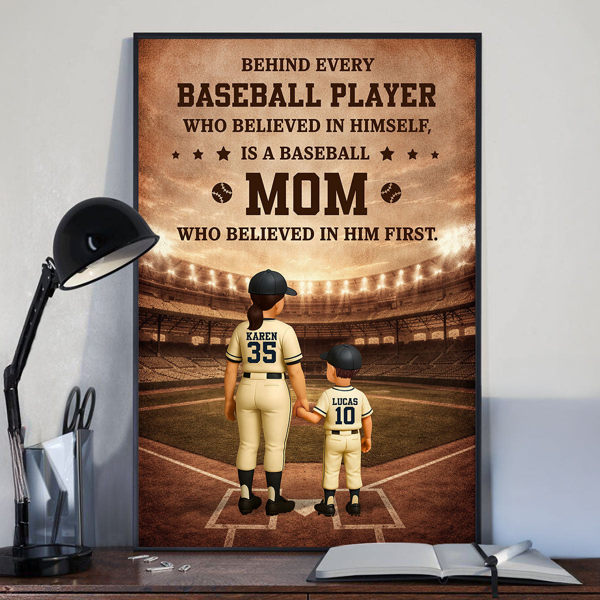 Behind Every Baseball Player is a Baseball Mom - Personalized Poster - Sentimental Mother's Day Gift for Mom, Wife