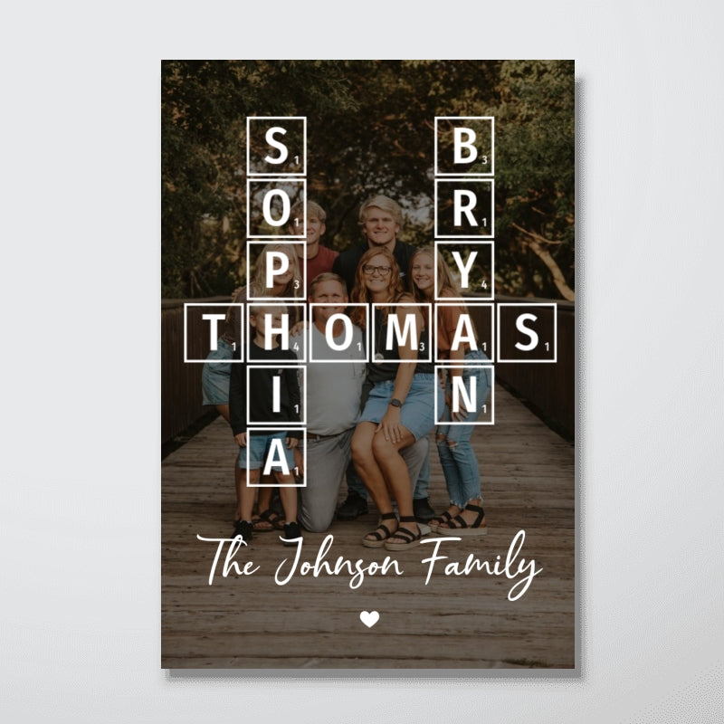 Family Crossword Art - Created In A Moment, Treasured Forever Personalized Poster