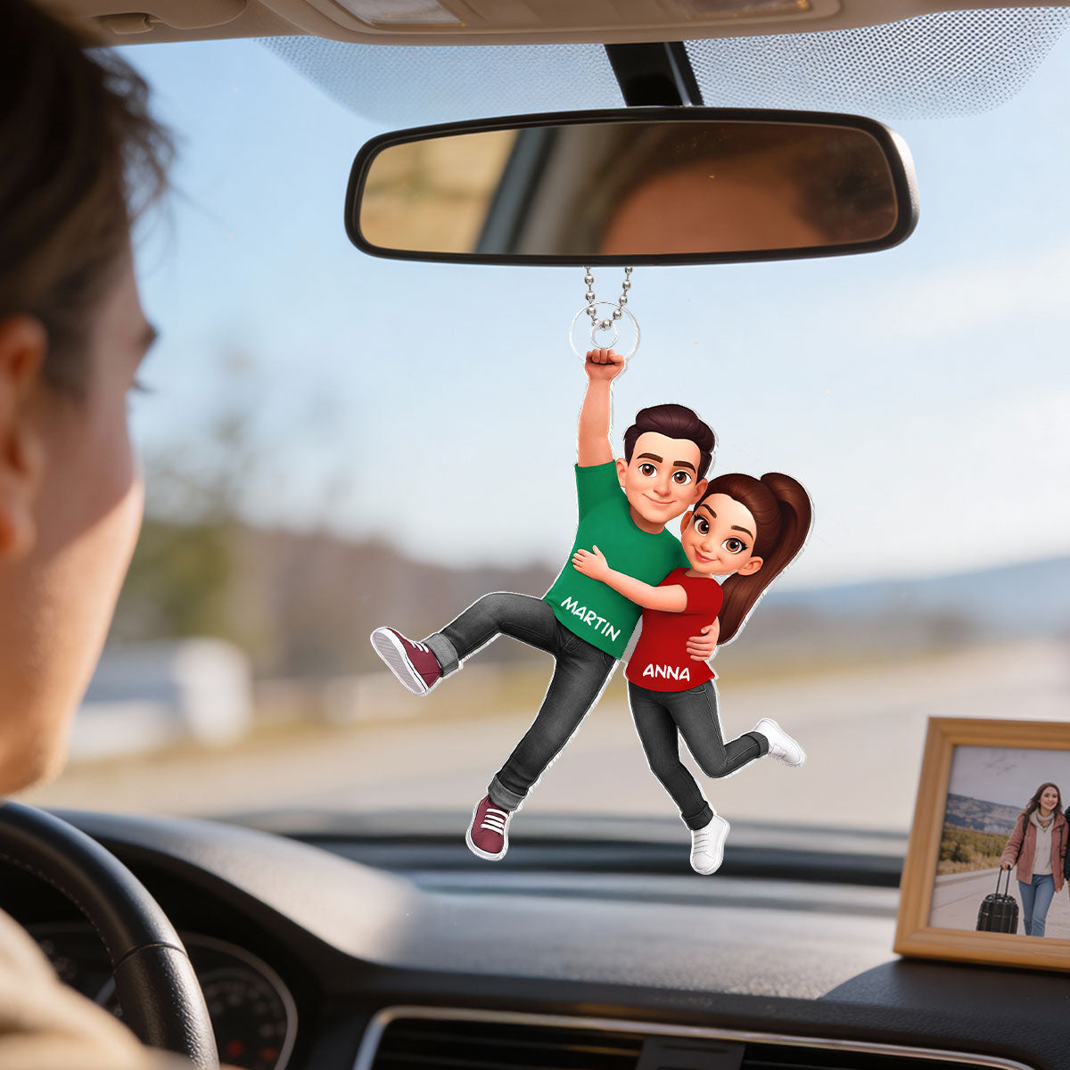 Flying Couple - Personalized Car Hanger - Gift for Couple, for Him, for Her