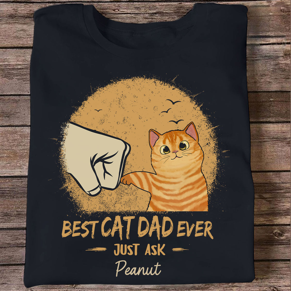 Best Cat Dad Ever Yellow Retro - Personalized Shirt - Father's Day Gift for Cat Dads, Husband