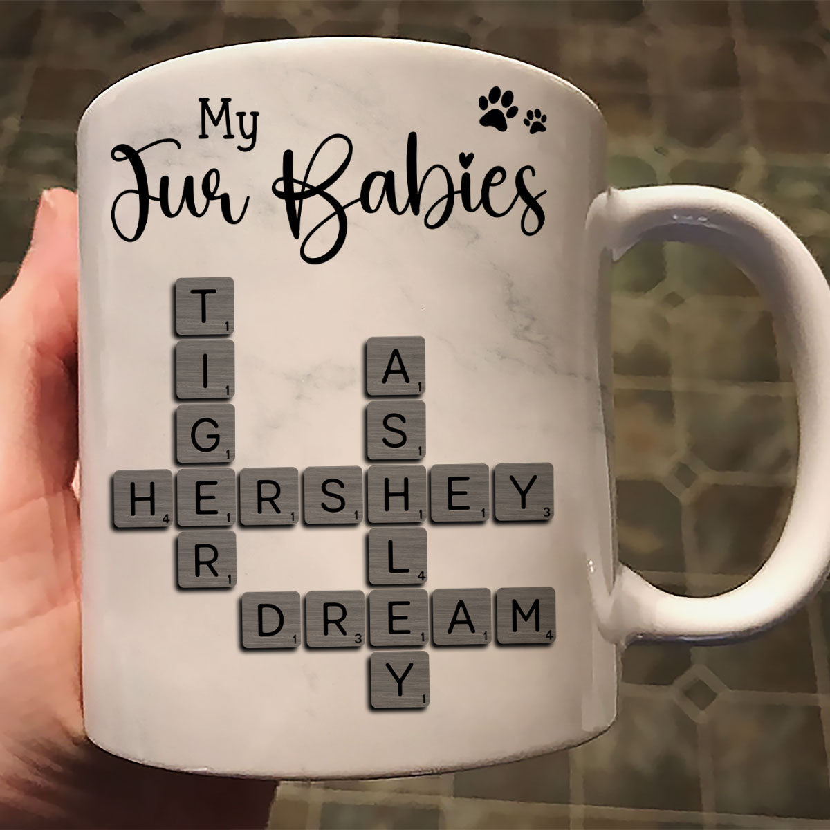 My Fur Babies Pets Crossword - Personalized Mug - Sentimental Gift for Pet Lovers, Dog Mom, Cat Mom