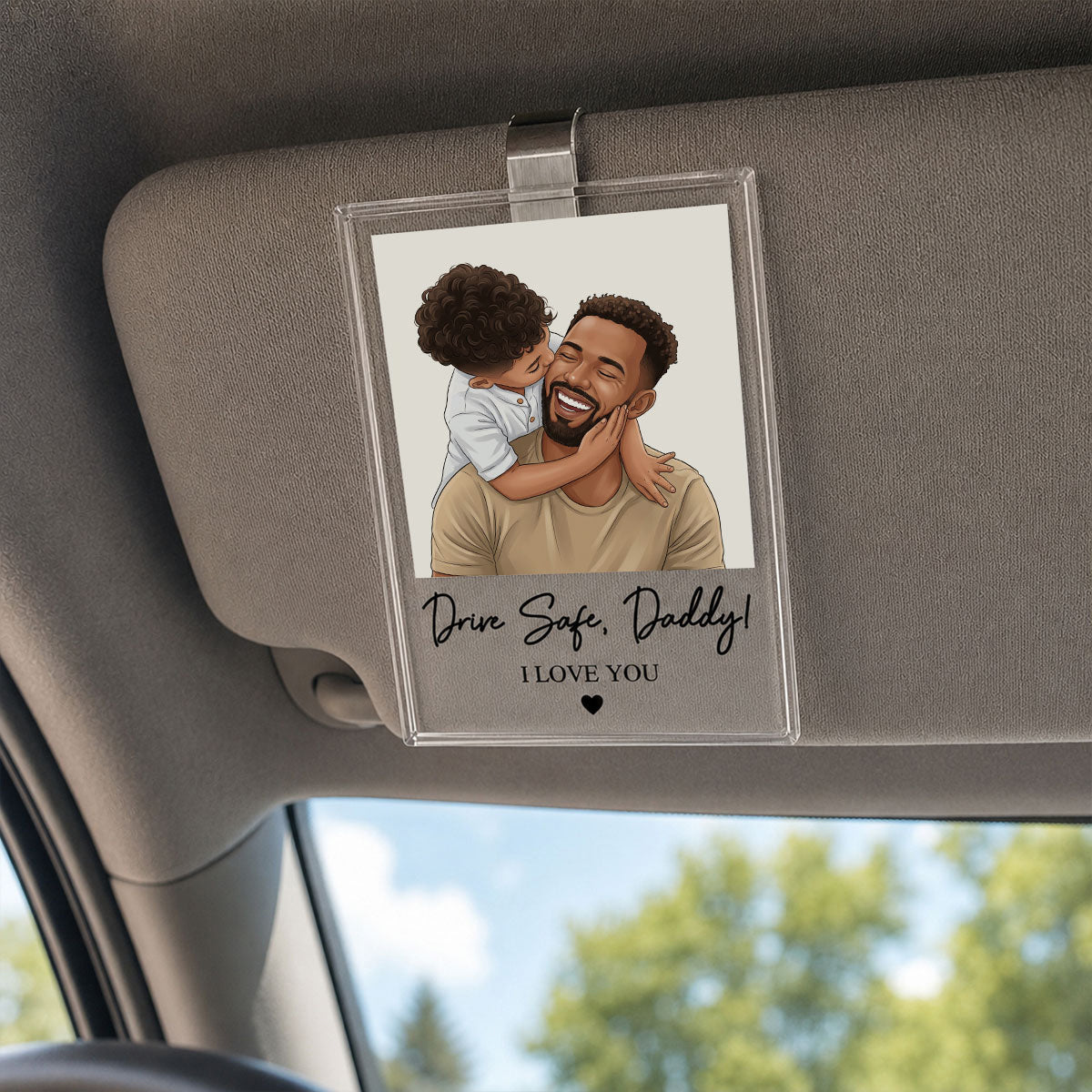 Drive Safe Dad Custom Photo - Personalized Car Visor Clip - Father's Day Gift for Dad, Husband