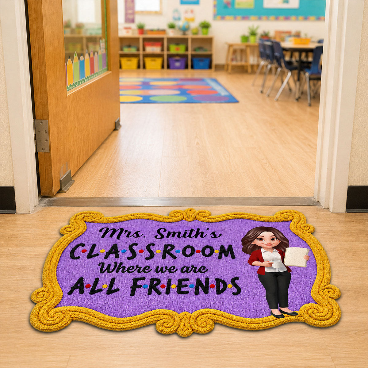 Friendly Teacher - Personalized Doormat - Back To School, Classroom Decor