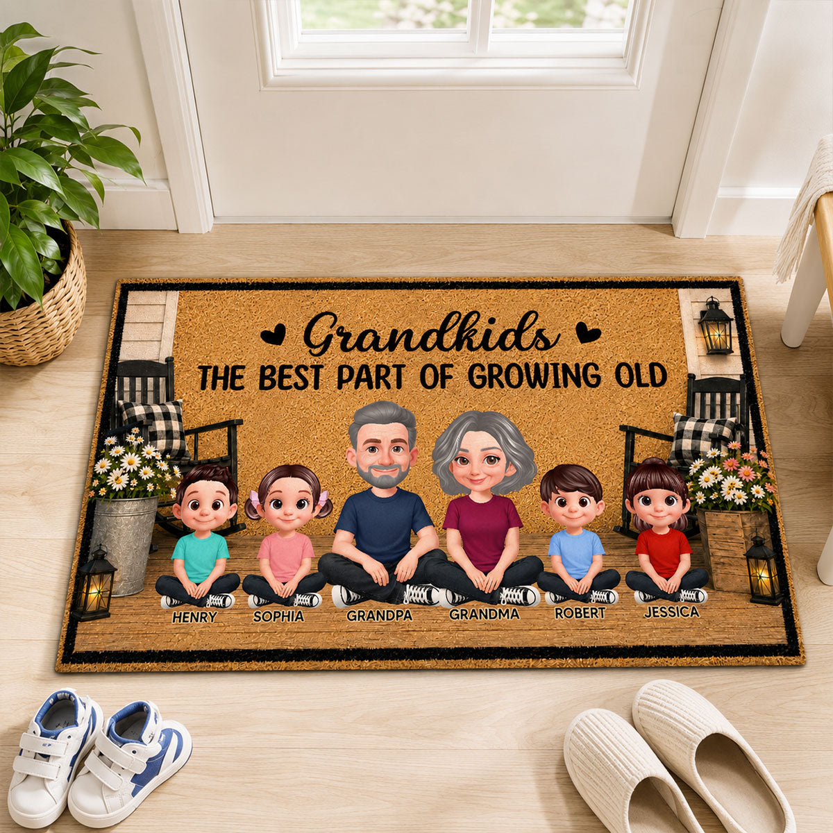 Grandpa Grandma House Porch Grandkids Best Part Of Growing Old - Personalized Doormat - Gift For Grandparents, Spring Summer Decoration