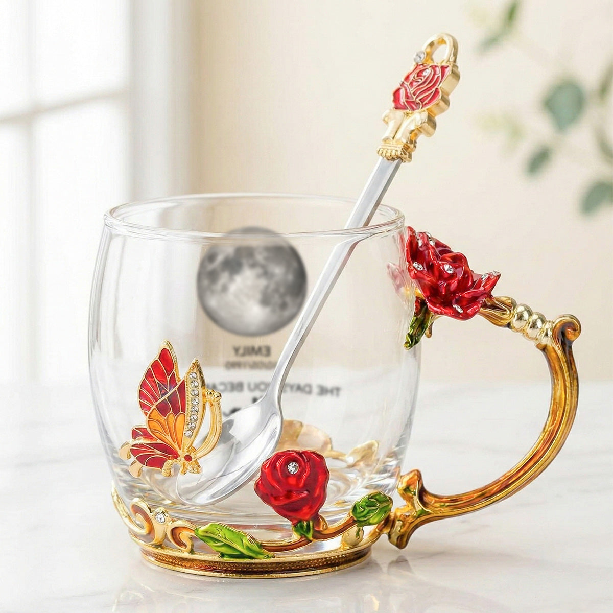 The Days You Became Our Mom - Personalized Enamel Flower Tea Cup - Gift For Mom
