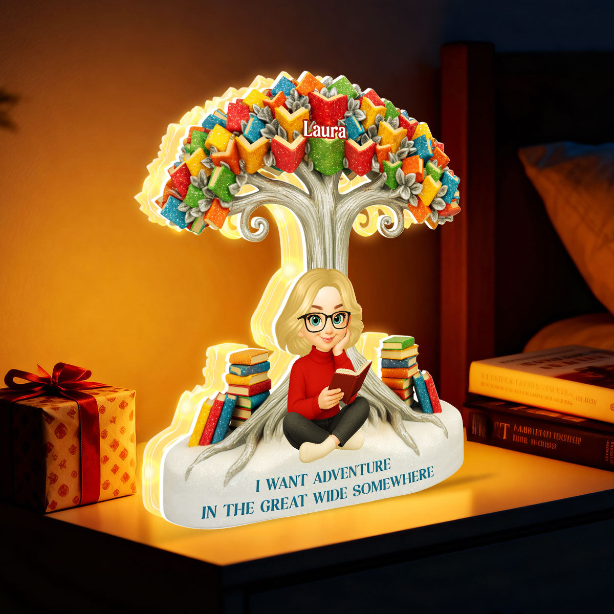 Book Tree - Personalized Light Box - Gift for Book Lovers
