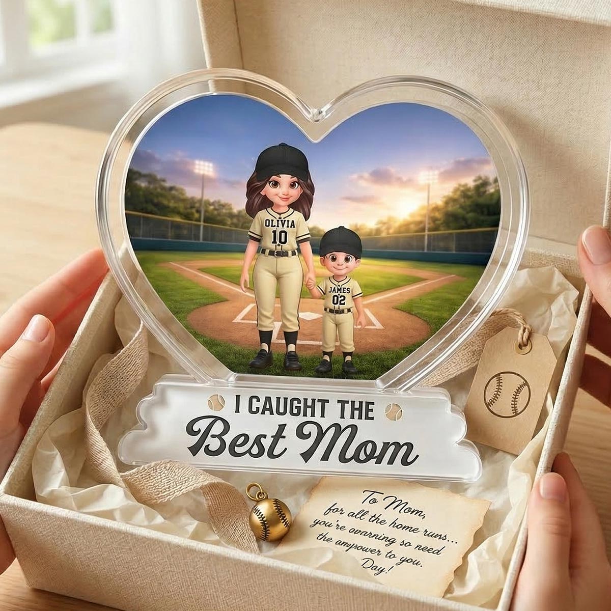 We Caught The Best Mom Baseball 2D Flat - Personalized Acrylic Block Plaque - Mother's Day Gift For Baseball Mom