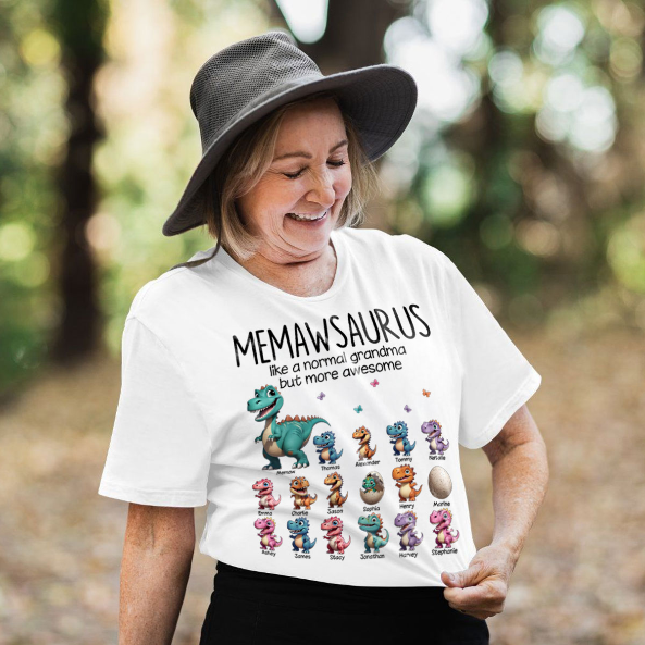 Grandmasaurus And Kids 3D Effect Dinosaurs Personalized Shirt | A Heartfelt Gift for Grandma's Birthday, Mother’s Day, or Just Because