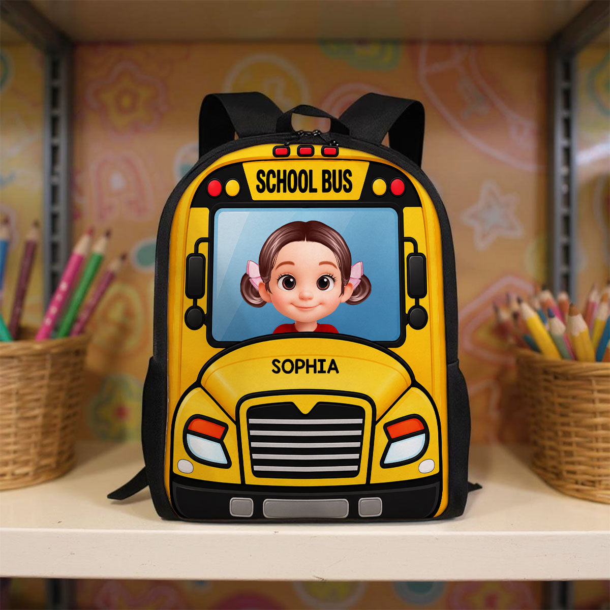 School Bus, Tractor for Boys Girls - Personalized Backpack - Back to School Backpack for Kids