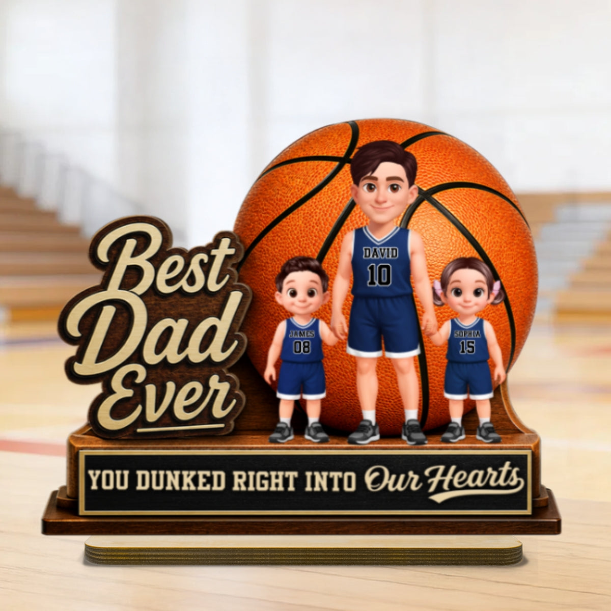 You Dunked Right Into Our Heart - Personalized 2-Layered Wooden Plaque -  Gift For Basketball Dad