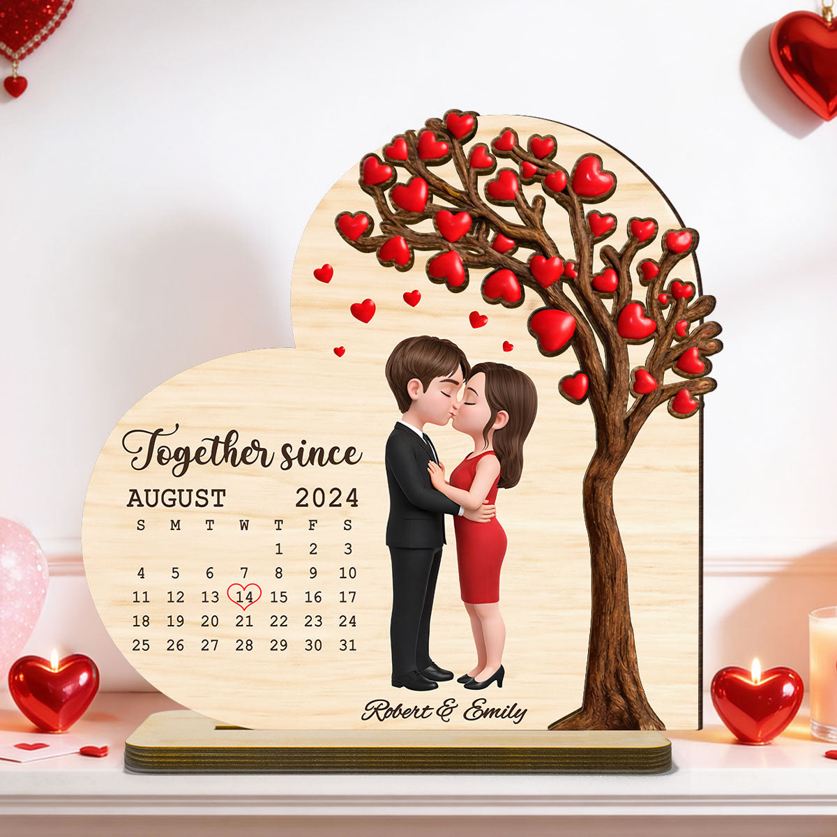 Together Since Calendar Sign - Personalized 2-Layered Wooden Plaque - Anniversary, Valentine's Day Gift, Gift For Him, Gift For Her