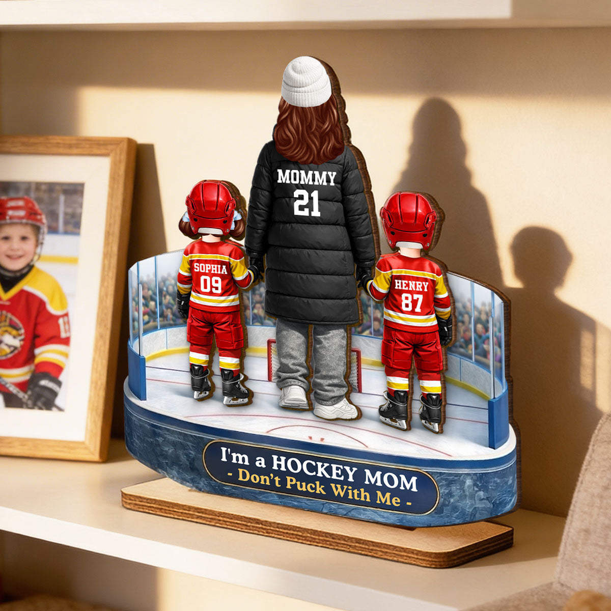 I'm A Hockey Mom Don't Puck With Me - Personalized 2-Layered Wooden Plaque - Gift For Hockey Mom