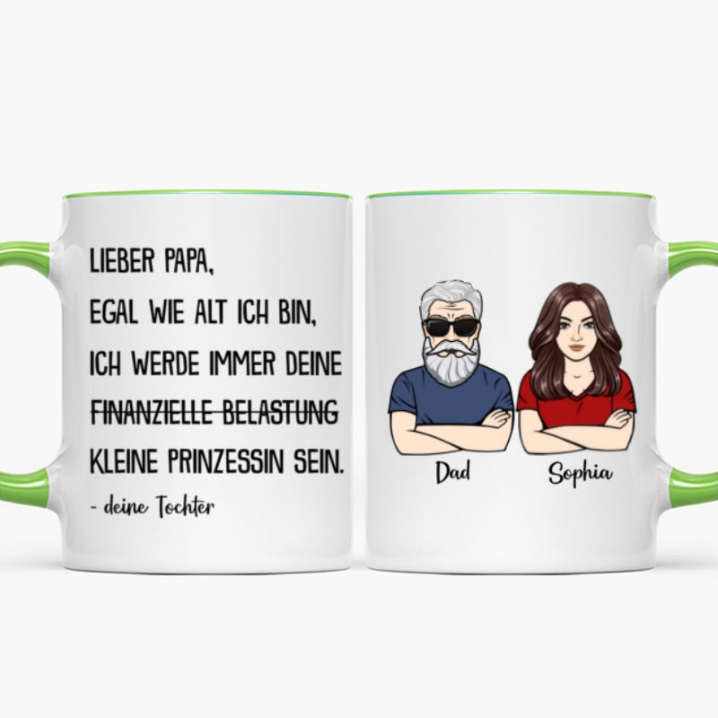 Immer deine finanzielle Belastung - Personalisierte Kaffeetasse - Lustiges Vatertag Geschenk für Papa von Tochter