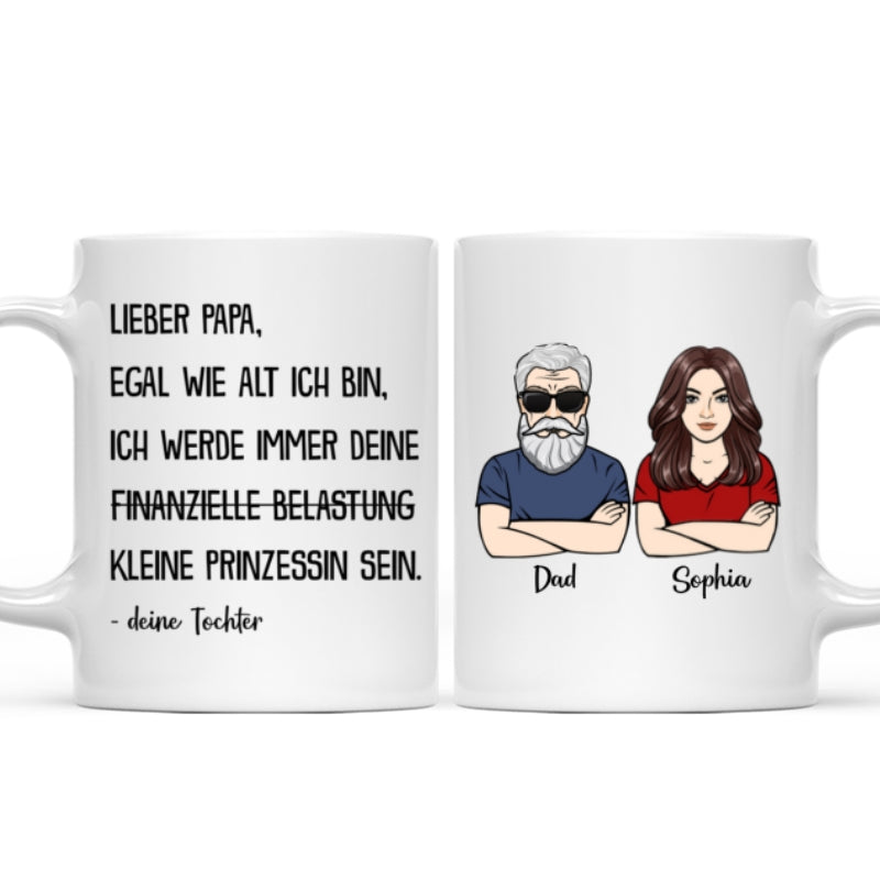 Immer deine finanzielle Belastung - Personalisierte Kaffeetasse - Lustiges Vatertag Geschenk für Papa von Tochter